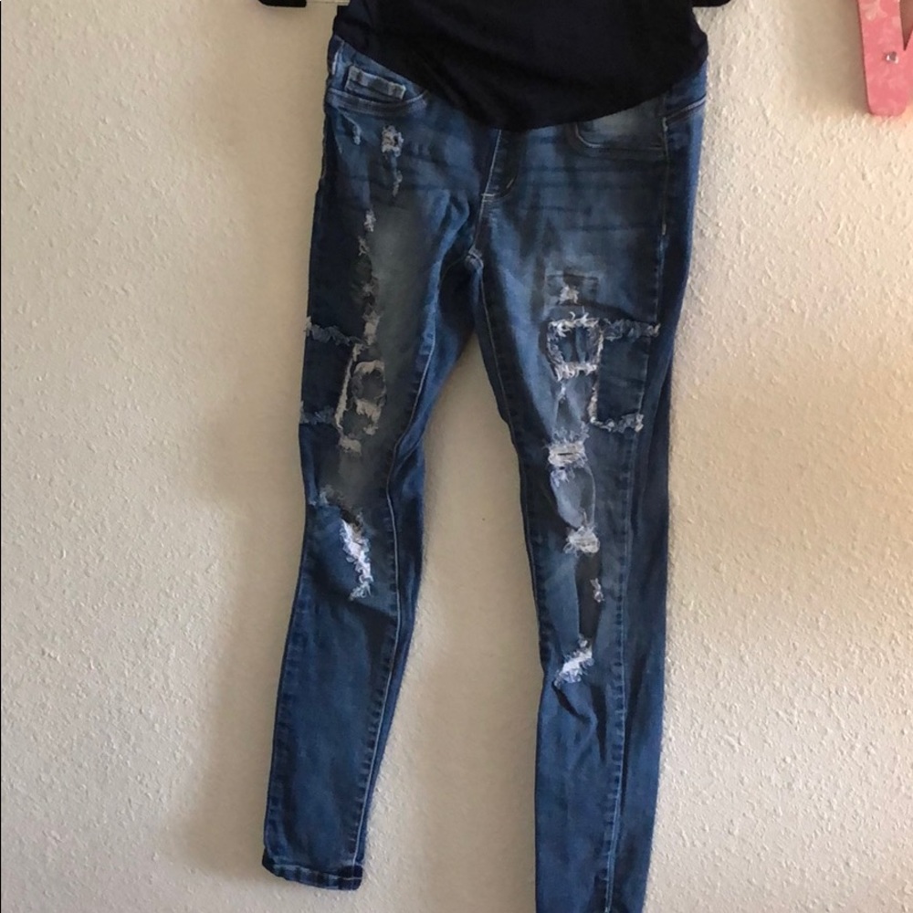 Maternity distressed jeans